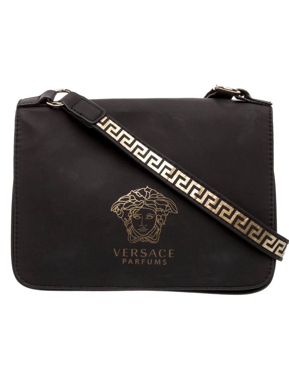 Versace Black Shoulder Bag with Gold Medusa Logo